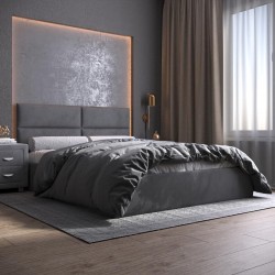 Мягкая кровать с подъемным механизмом Квадро (темно-серый велюр, 160х200, с ножками)
