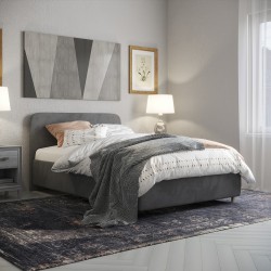 Мягкая кровать с подъемным механизмом abstrakt (темно-серый велюр, 180х200, с ножками)
