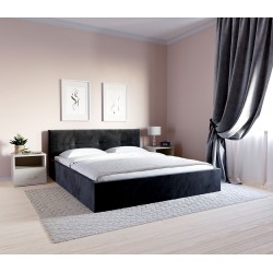 Мягкая кровать с подъемным механизмом Оптима Лайт (120x200, черный велюр, с ножками)