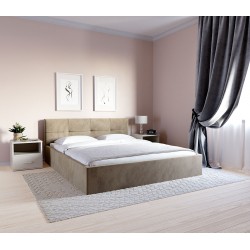 Мягкая кровать с подъемным механизмом Оптима Лайт (160x200, велюр Мокка, с ножками)