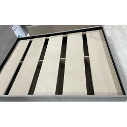 Мягкая кровать с настилом Лайн (темно-серый велюр, 140х200, без ножек)