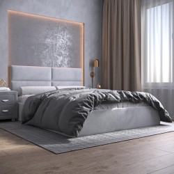 Мягкая кровать с настилом Квадро (светло-серый велюр, 190х200, без ножек)