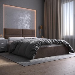 Мягкая кровать с настилом Квадро (коричневый велюр, 180х200, без ножек)